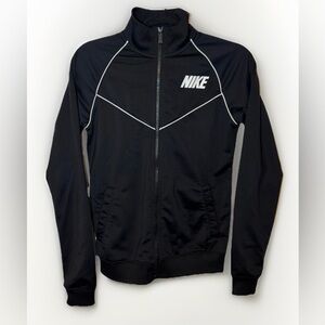 Nike Black full zip up jacket White swoosh logo Women’s Small sport track